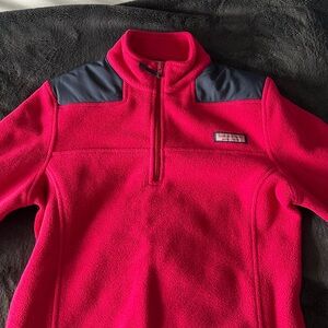 Vineyard Vines Kids Vibrant Red Fleece Jacket with Dark Accents